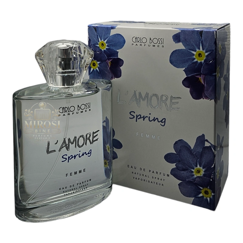 Parfum feminin Lamore Spring - note de mentă, iasomie și cedru, inspirat de Ice Touch de la Mexx, ideal pentru zi și aer marin